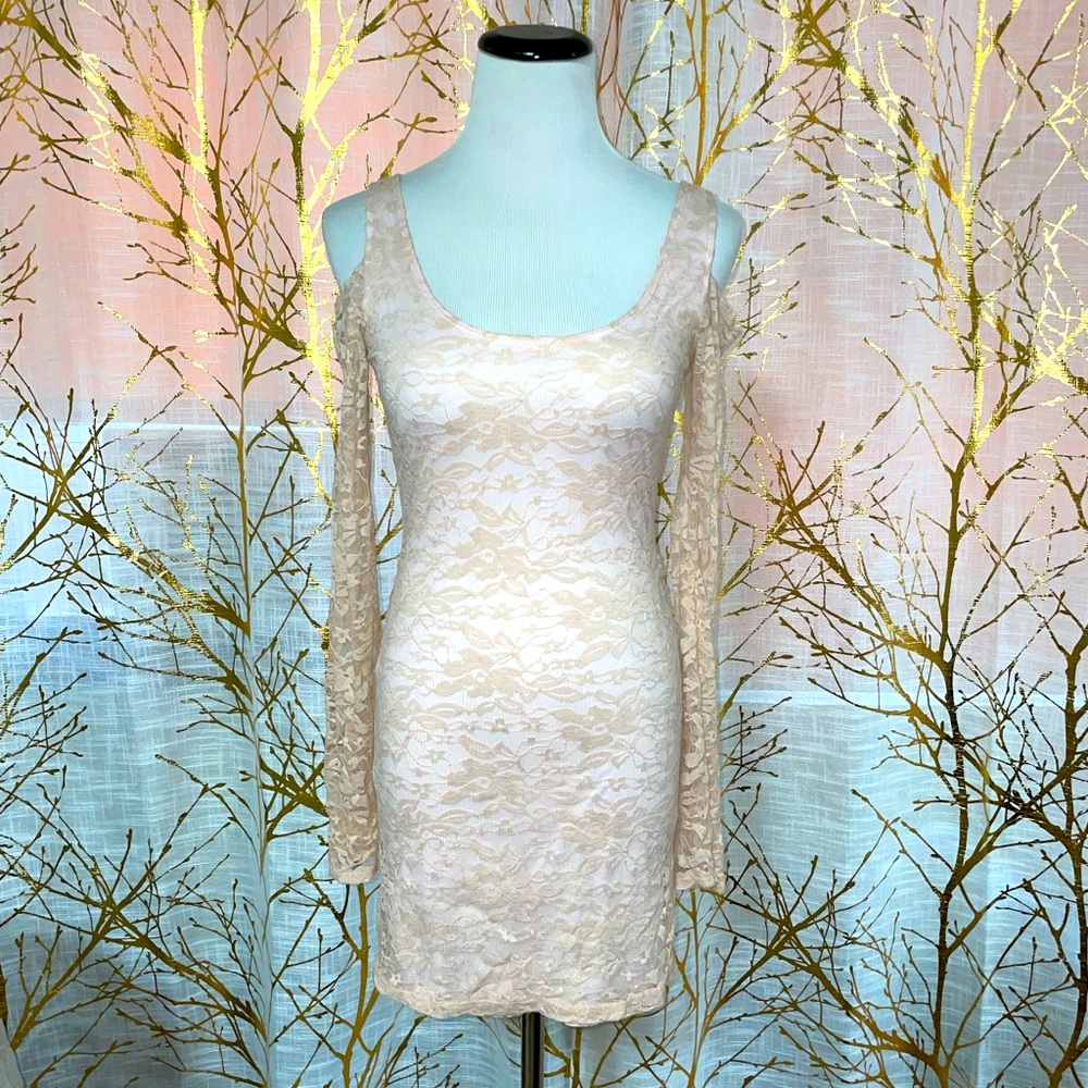 Light Pink Lace off the shoulder Dress